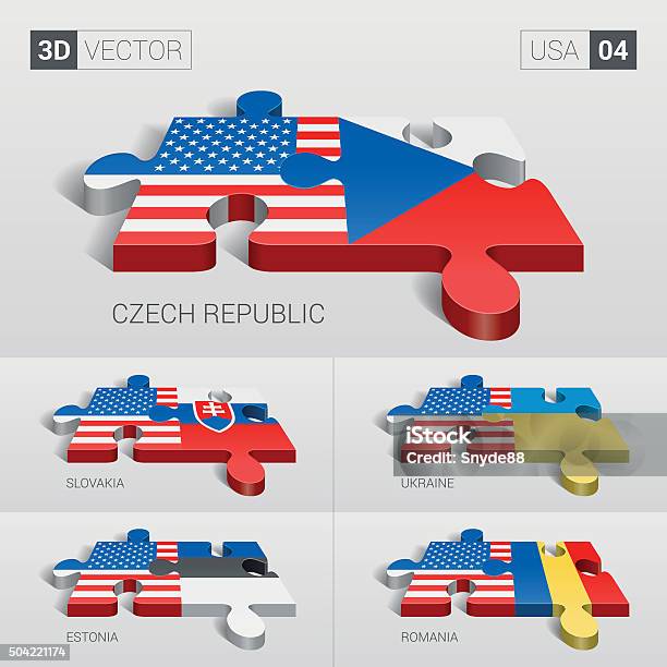 European Union Flag 3D Vector Puzzle Set 04 Stock Vector