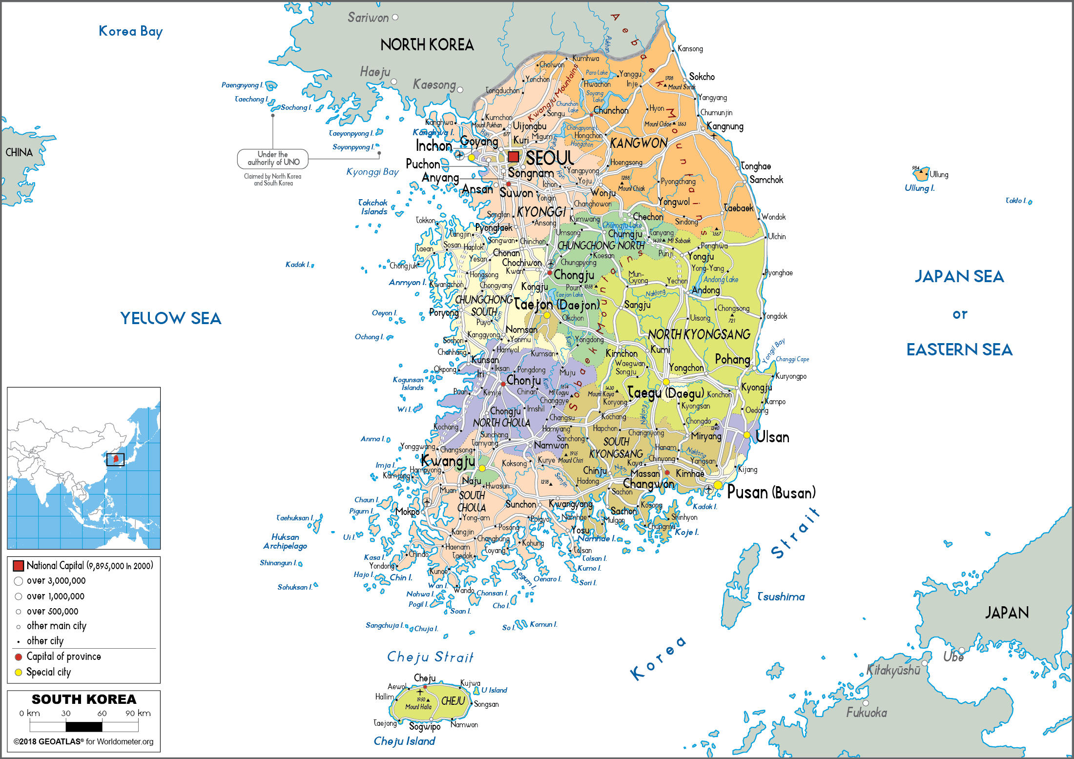 South Korea Political Map Eps Illustrator Map A Vector Eps Maps