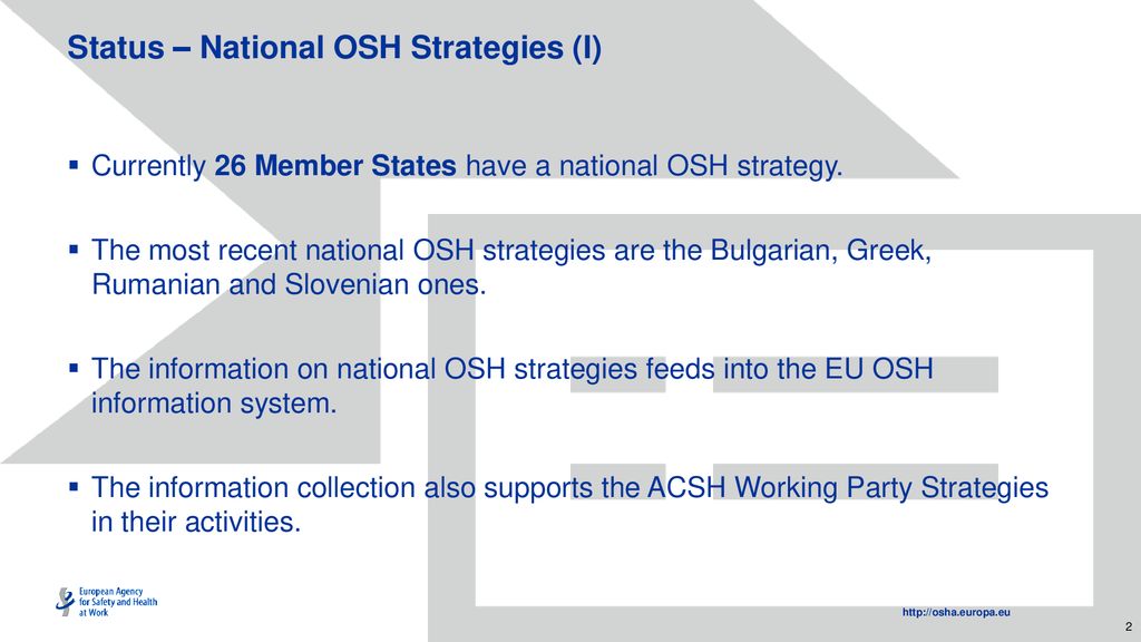 The Current Situation Of National Osh Strategies In The Eu Ppt Download